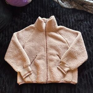 JoyLab Tan and Dusty Rose Sherpa Zip Jacket